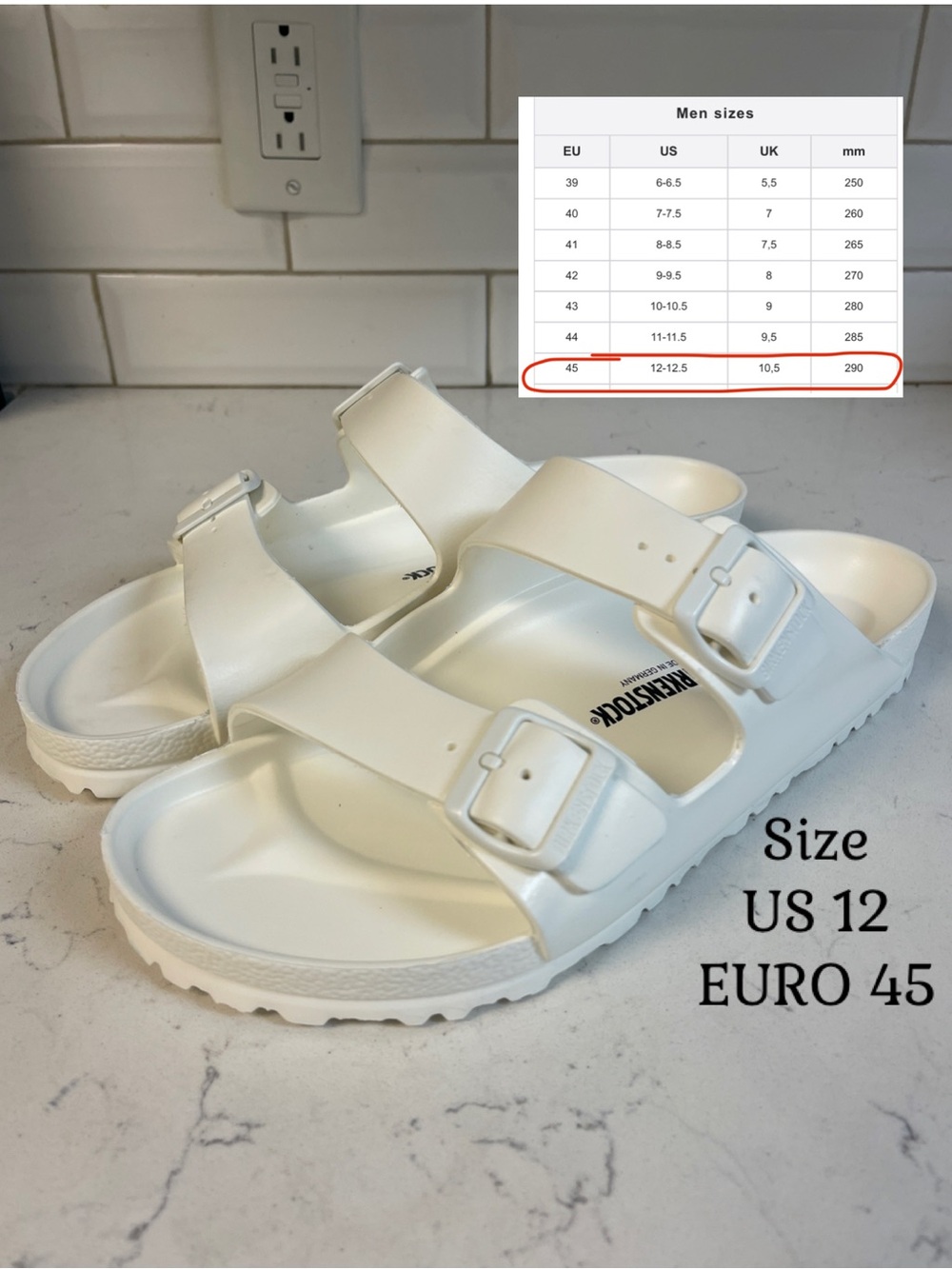 Birkenstock Arizona Essentials EVA Men’s Size 12 290 Worn Once Euro 45